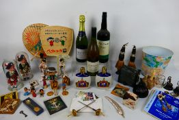 Lot to include wine, camera, mixed collectables, small quantity of stamps and ephemera and other.