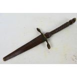 An antique bronze knife, believed by the vendor to be 16th century, 22 cm (l).