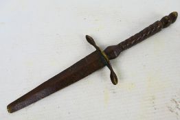 An antique bronze knife, believed by the vendor to be 16th century, 22 cm (l).