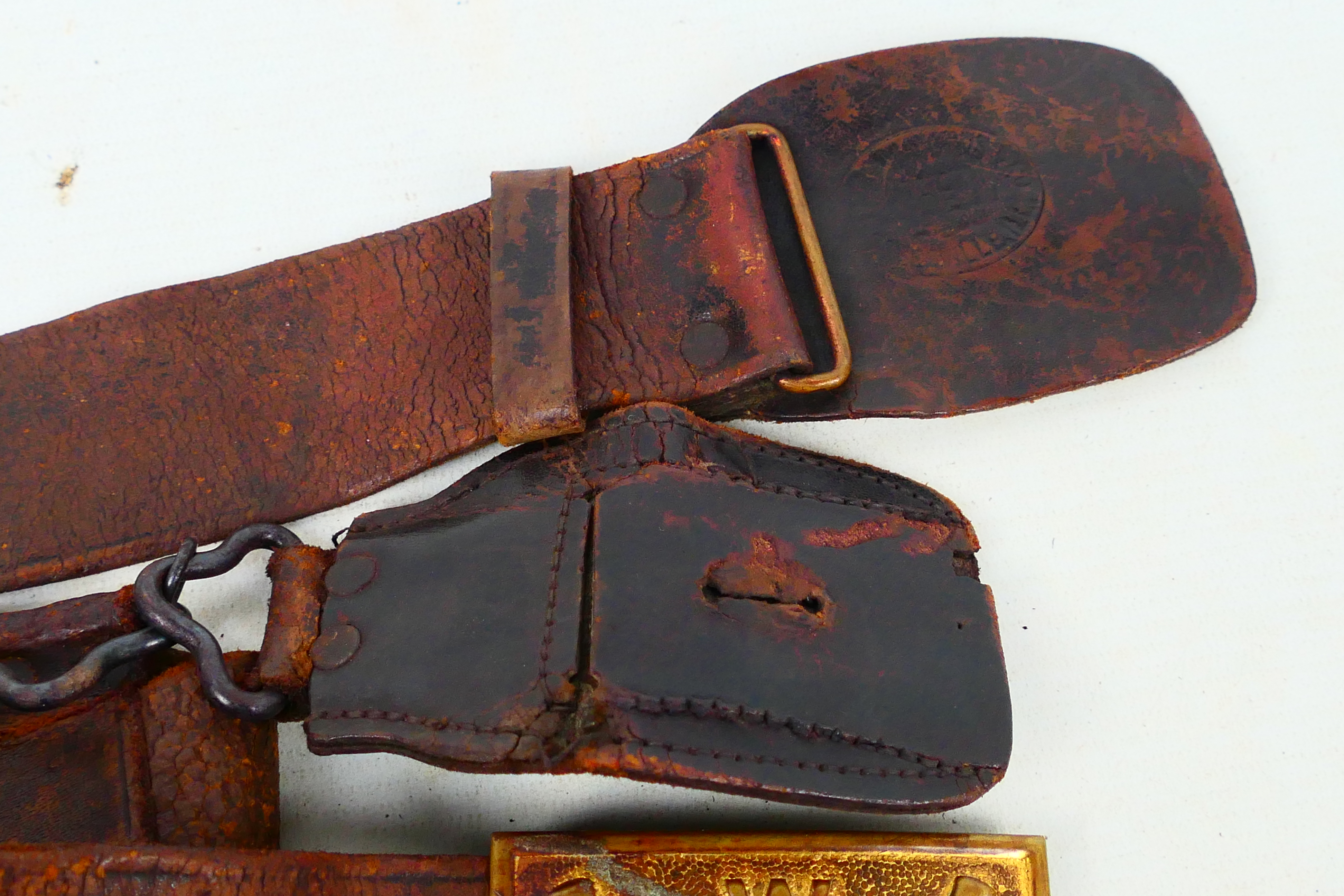 An antique leather belt with American forestry belt buckle. - Image 3 of 4