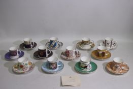 Coalport - Twelve coffee cans and saucers from the Historic Coffee Cups Collection,