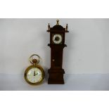 Two mantel / desk clocks comprising a Westclox in the form of a pocket watch,