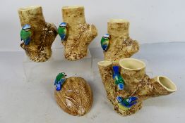 Sylvac - Four Blue Tit vases,