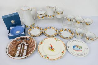 A coffee service with floral decoration, approximately 17 pieces,