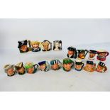 Royal Doulton - A collection of small character jugs to include Mad Hatter, Mark Twain, Golfer,