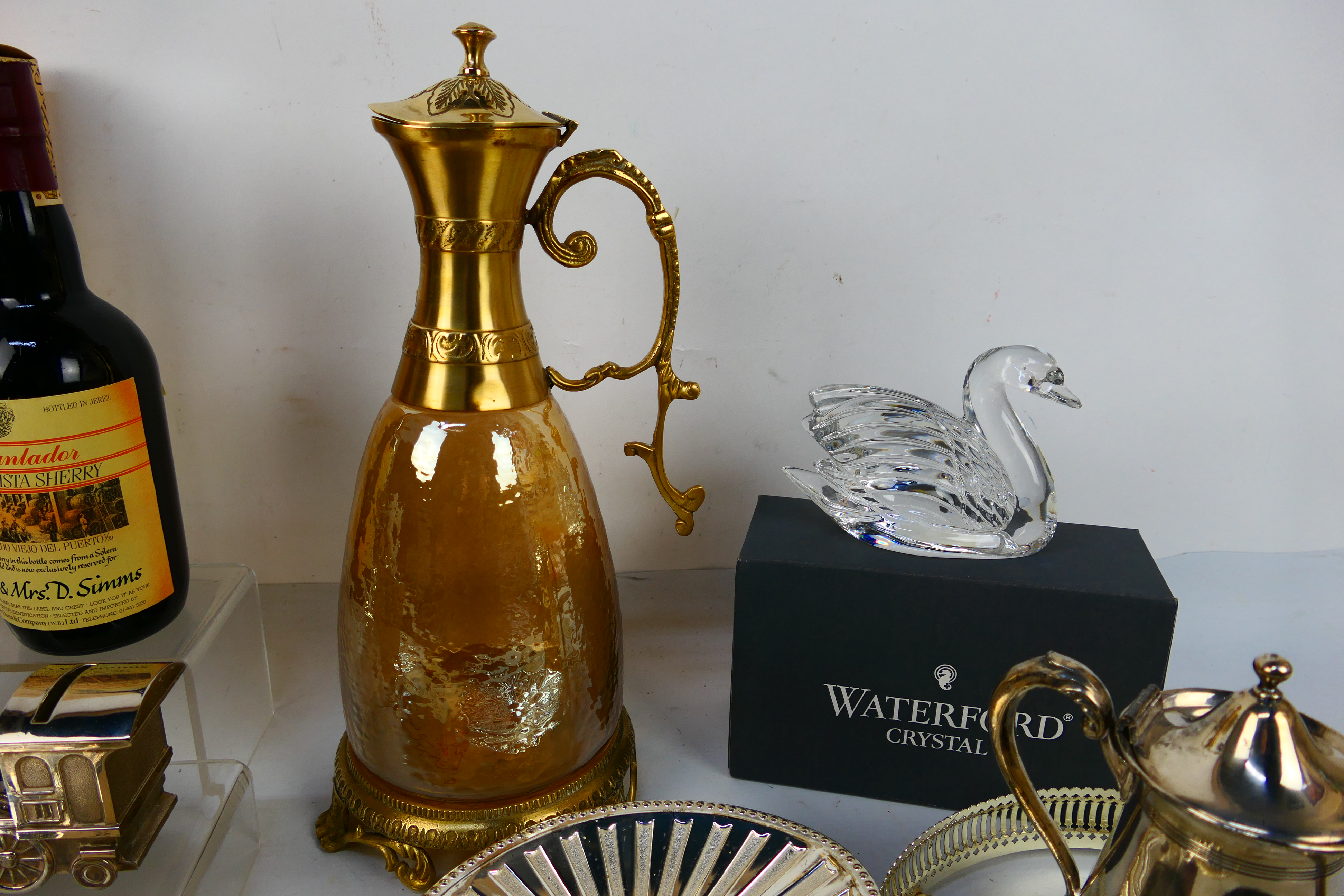 Lot to include plated ware, crystal (part boxed) and a vintage bottle of sherry. - Image 3 of 11