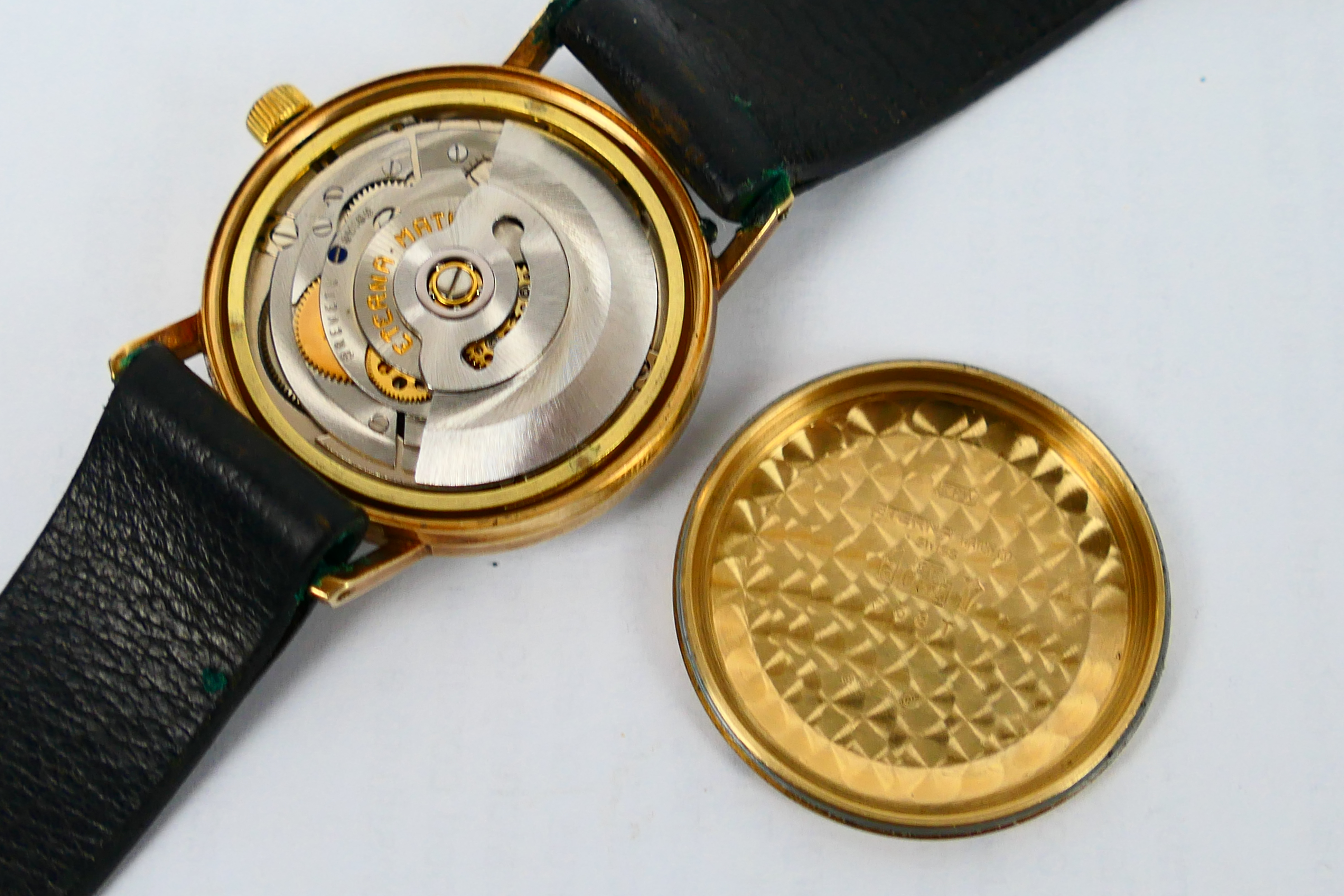 A gentleman's 9ct gold cased Eterna Matic wrist watch, retailed by Garrard, 3. - Image 5 of 7