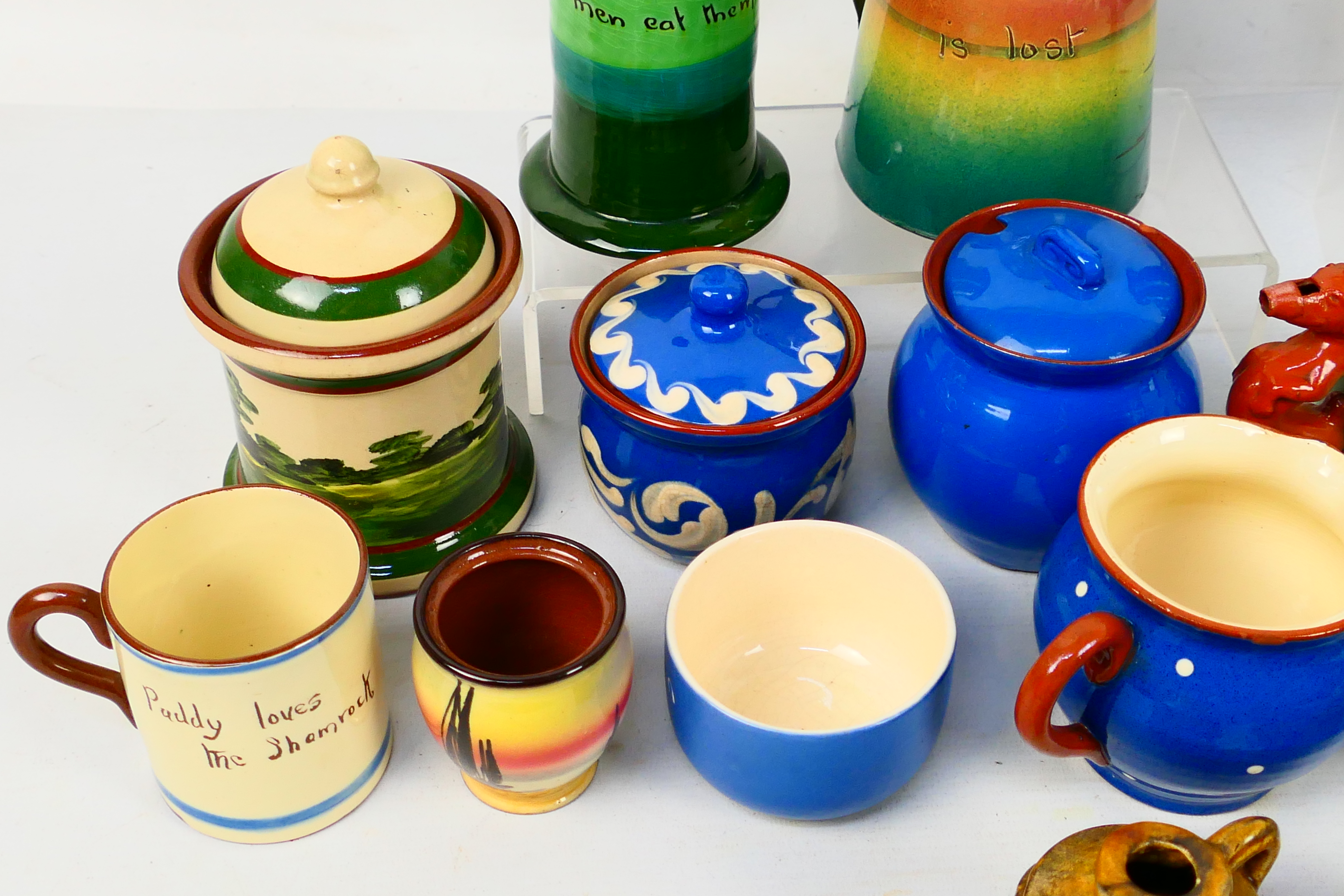 A collection of Torquay pottery wares to include bowls, jugs, cups and other, various manufacturers. - Image 17 of 20