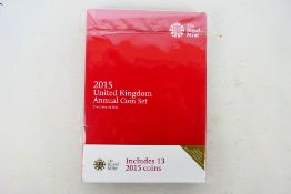 A Royal Mint 2015 United Kingdom Annual Coins Set of 13 coins, appears factory sealed.