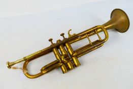 A vintage brass trumpet, no maker's mark