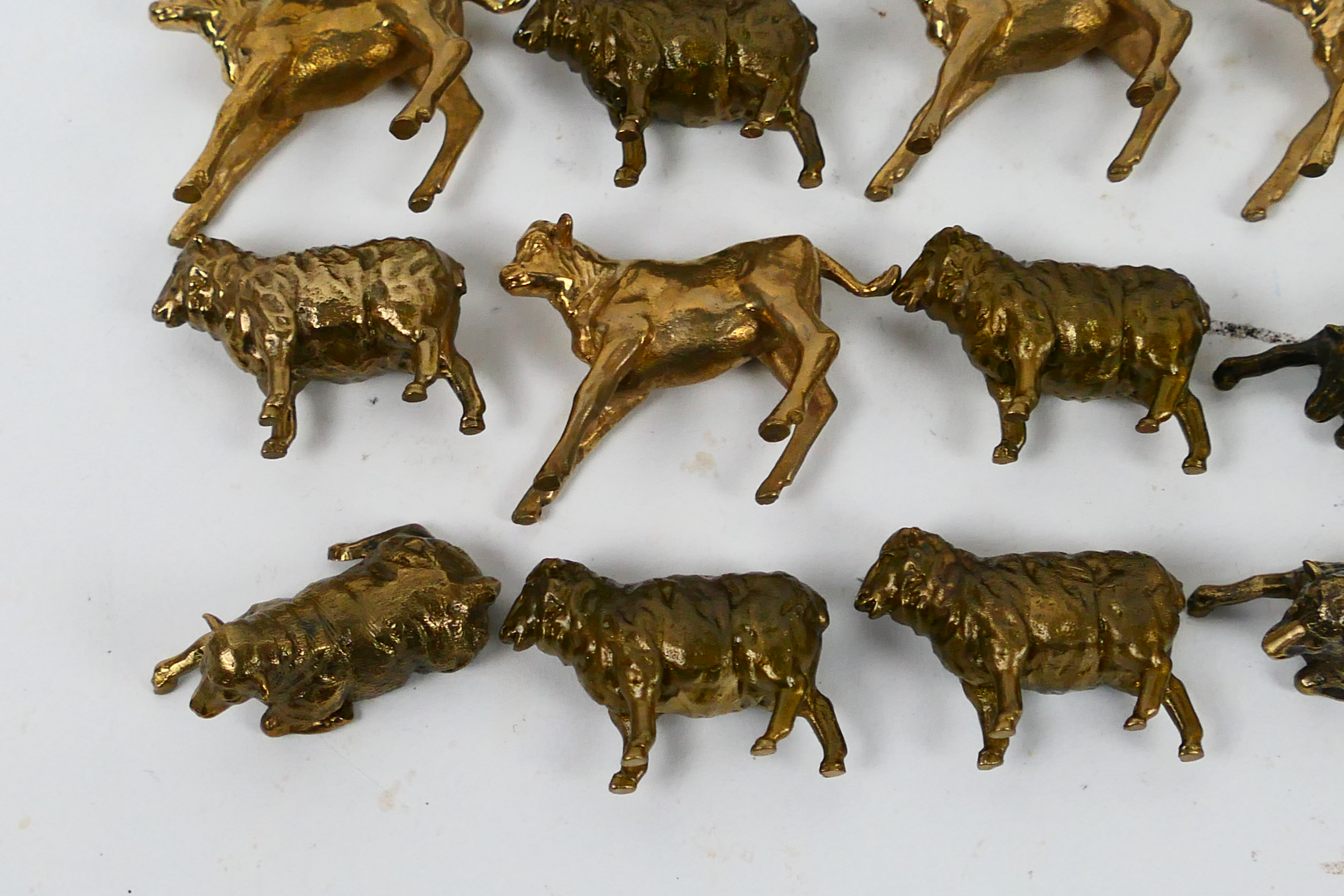 A collection of bronze animal figures, sheep and calf, approximately 4 cm (l). - Image 5 of 5
