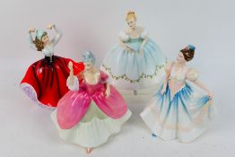 Four Royal Doulton lady figures comprising # HN2803 First Dance, # HN3172 Christine,