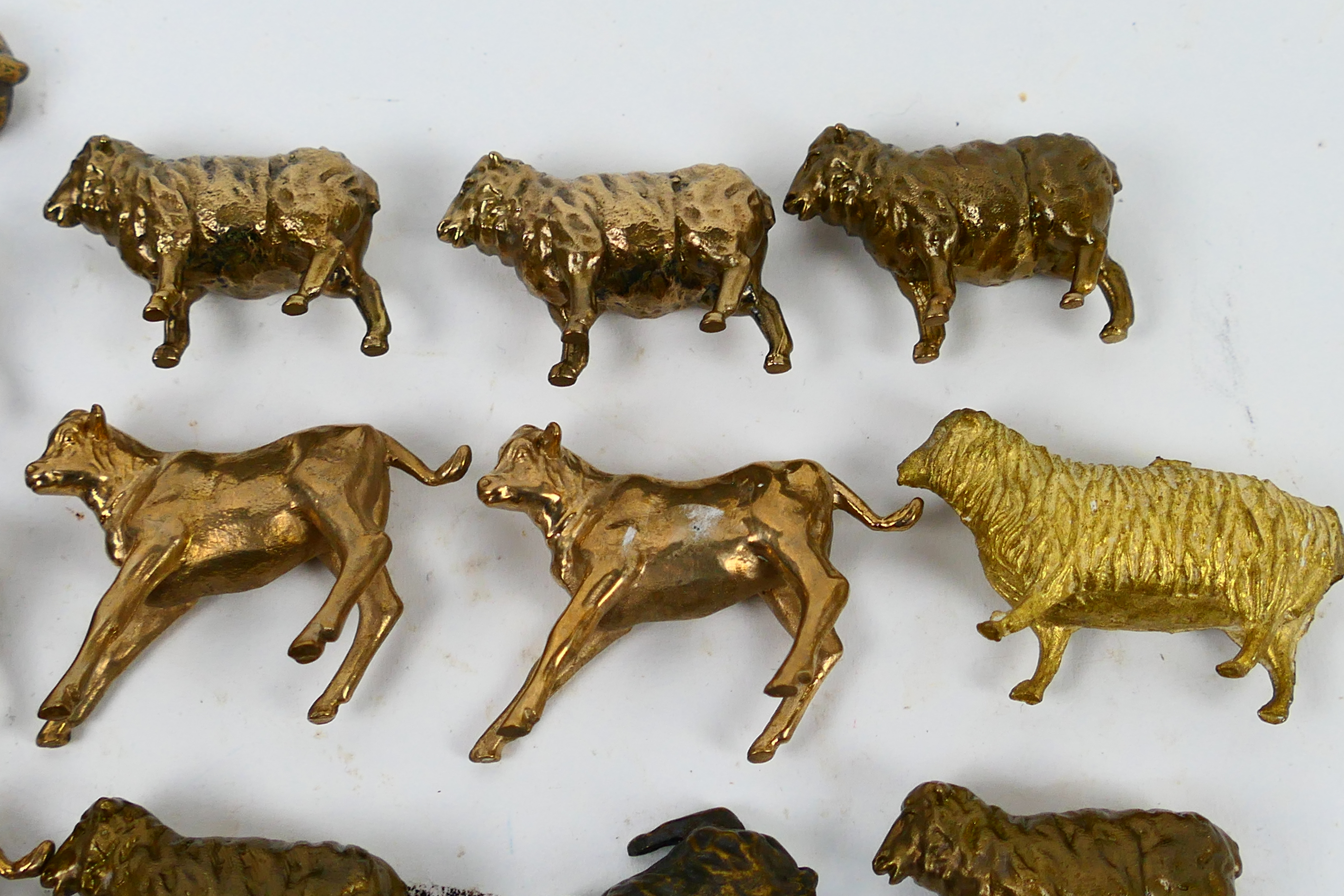 A collection of bronze animal figures, sheep and calf, approximately 4 cm (l). - Image 3 of 5