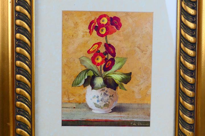 Lot to include an oil on board landscape scene, pastel landscape scene and floral still life print, - Image 3 of 4