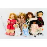 A quantity of collectable dolls, largest approximately 40 cm (h).