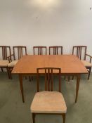 A Sutcliffe of Todmorden dining table and six chairs (4+2),