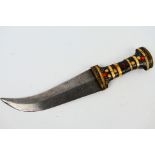 A Syrian jambiya dagger with wood and bone hilt,