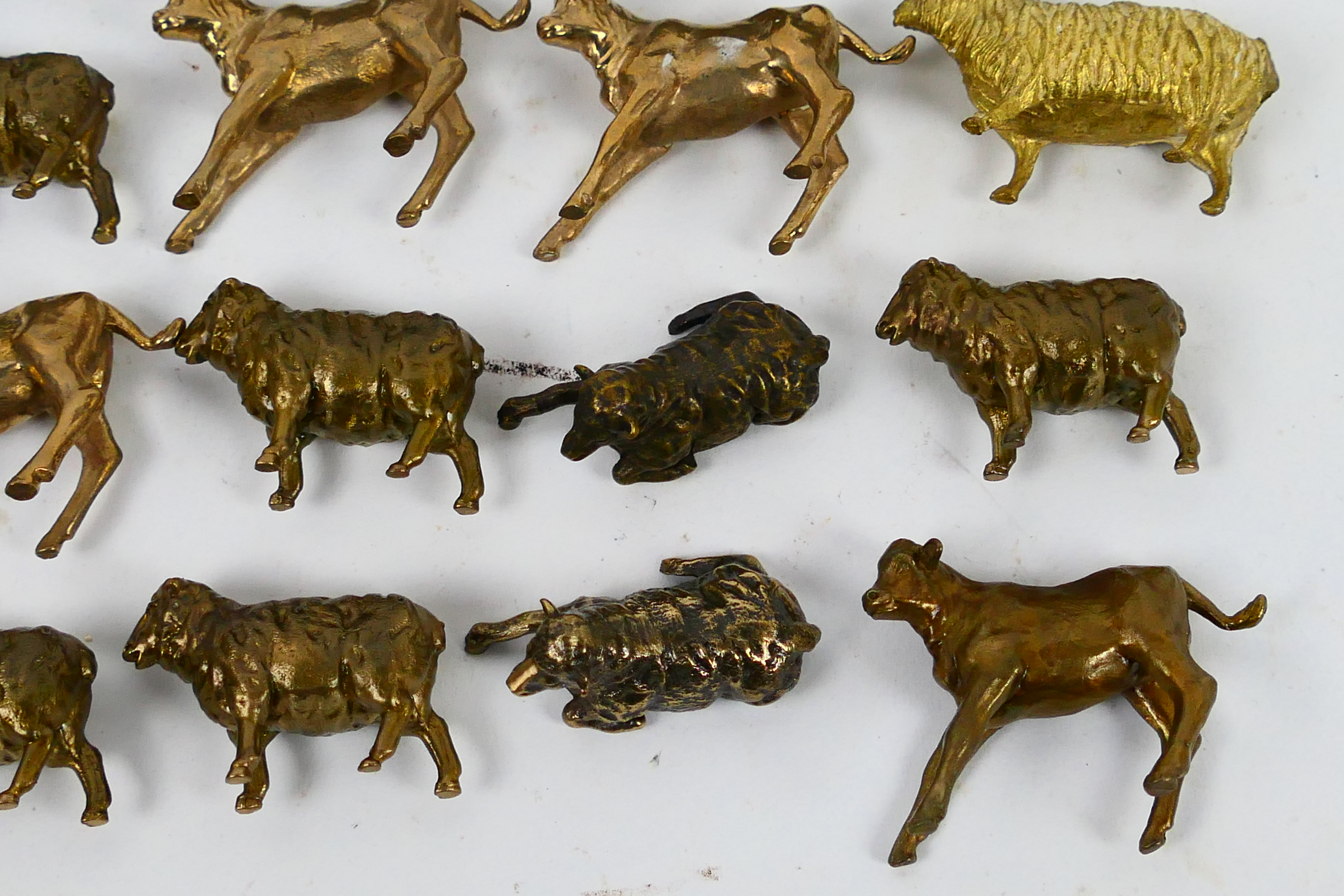 A collection of bronze animal figures, sheep and calf, approximately 4 cm (l). - Image 4 of 5