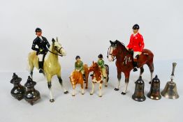 Beswick and similar horse and rider groups, largest approximately 24 cm (h),