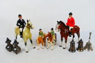 Beswick and similar horse and rider groups, largest approximately 24 cm (h),