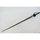 An antique small-sword, probably English, with 71 cm / 28" triangular section blade,