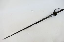 An antique small-sword, probably English, with 71 cm / 28" triangular section blade,