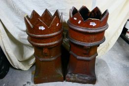 Two vintage chimney pots, largest approximately 79 cm (h). [2].