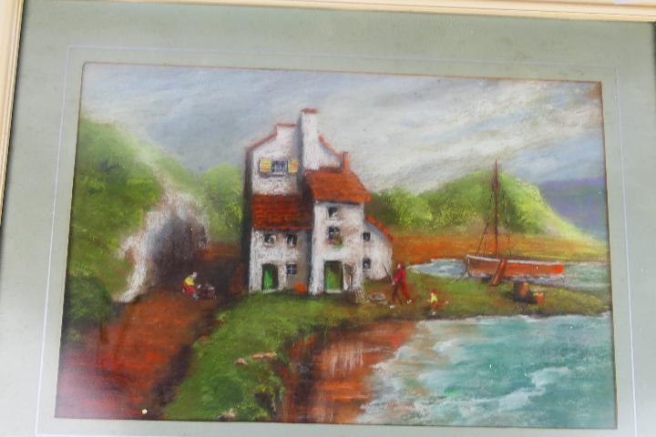 Lot to include an oil on board landscape scene, pastel landscape scene and floral still life print, - Image 4 of 4