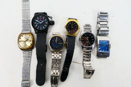A collection of wrist watches to include a Seiko 5 automatic, 6119-7103, Seiko SQ100 quartz,