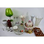 Mixed ceramics and glassware to include Edinburgh Crystal, Maling, thimbles and similar.