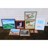 Various pictures to include watercolours, oil on board and other,