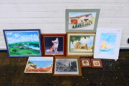 Various pictures to include watercolours, oil on board and other,