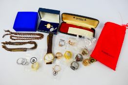 Buren, Costume Jewellery - A lot to include a Buren watch with leather strap and comes with case.