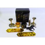 A mixed lot to include Oriental jewellery box, 22 cm x 21 cm x 10 cm,