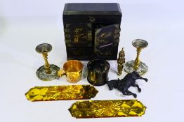 A mixed lot to include Oriental jewellery box, 22 cm x 21 cm x 10 cm,