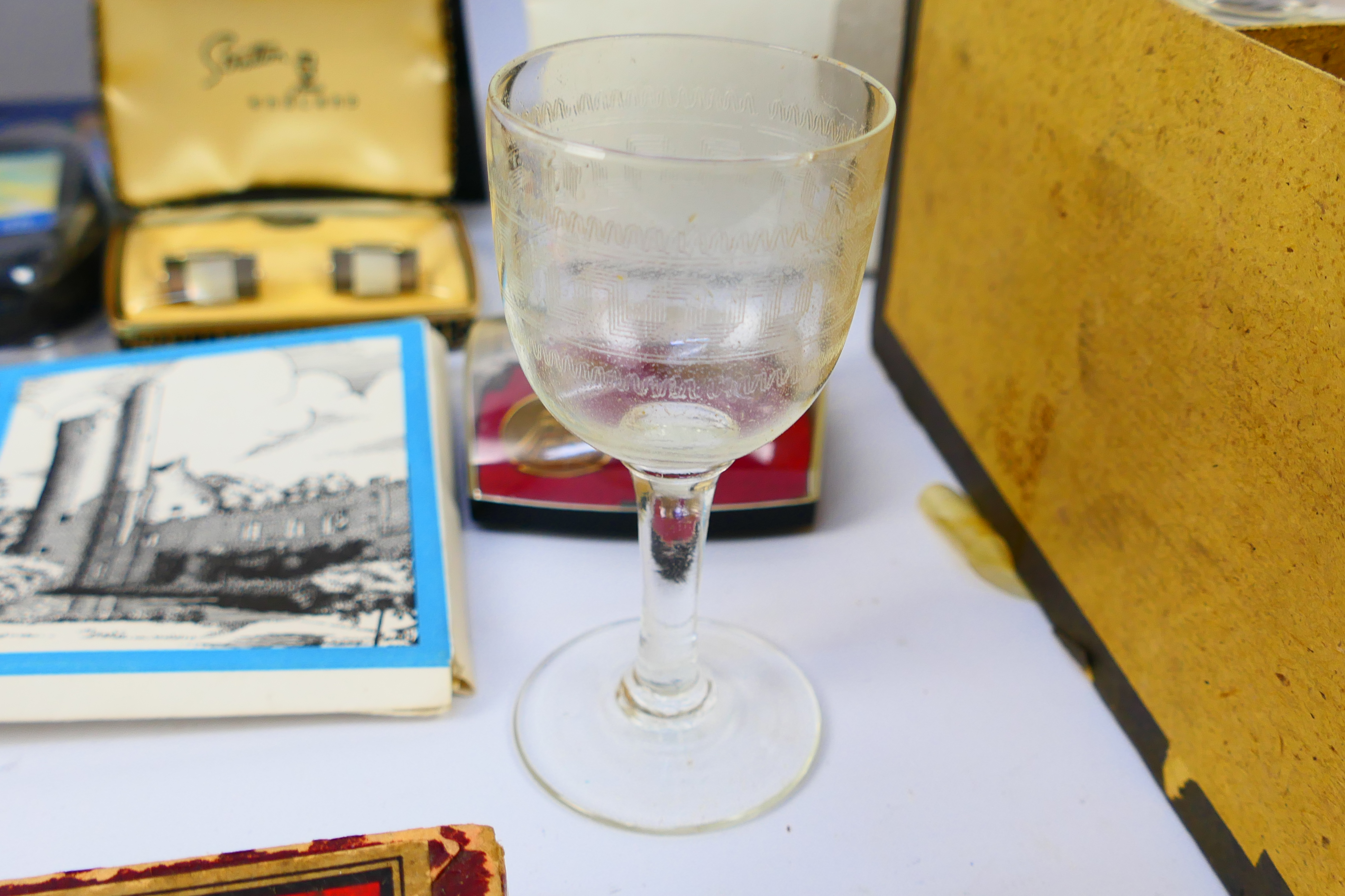 Lot to include glassware, vintage hair clippers, 8mm film reels, scales, cufflinks and other. - Image 8 of 8