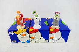 Coalport - Three boxed Coalport Characters, The Snowman figures / groups comprising The Greeting,
