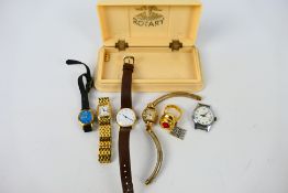 A collection of wrist watches and one ring watch to include Rotary, Accurist, Ingersoll,