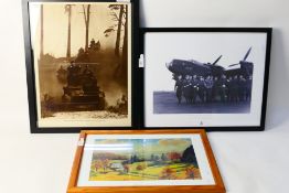 Three framed prints comprising Britain Perfects Her Mobile Defence Organisation - Tanks On