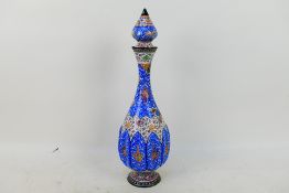 A large Persian Minakari vase and cover with typical polychrome decoration, 50 cm (h),