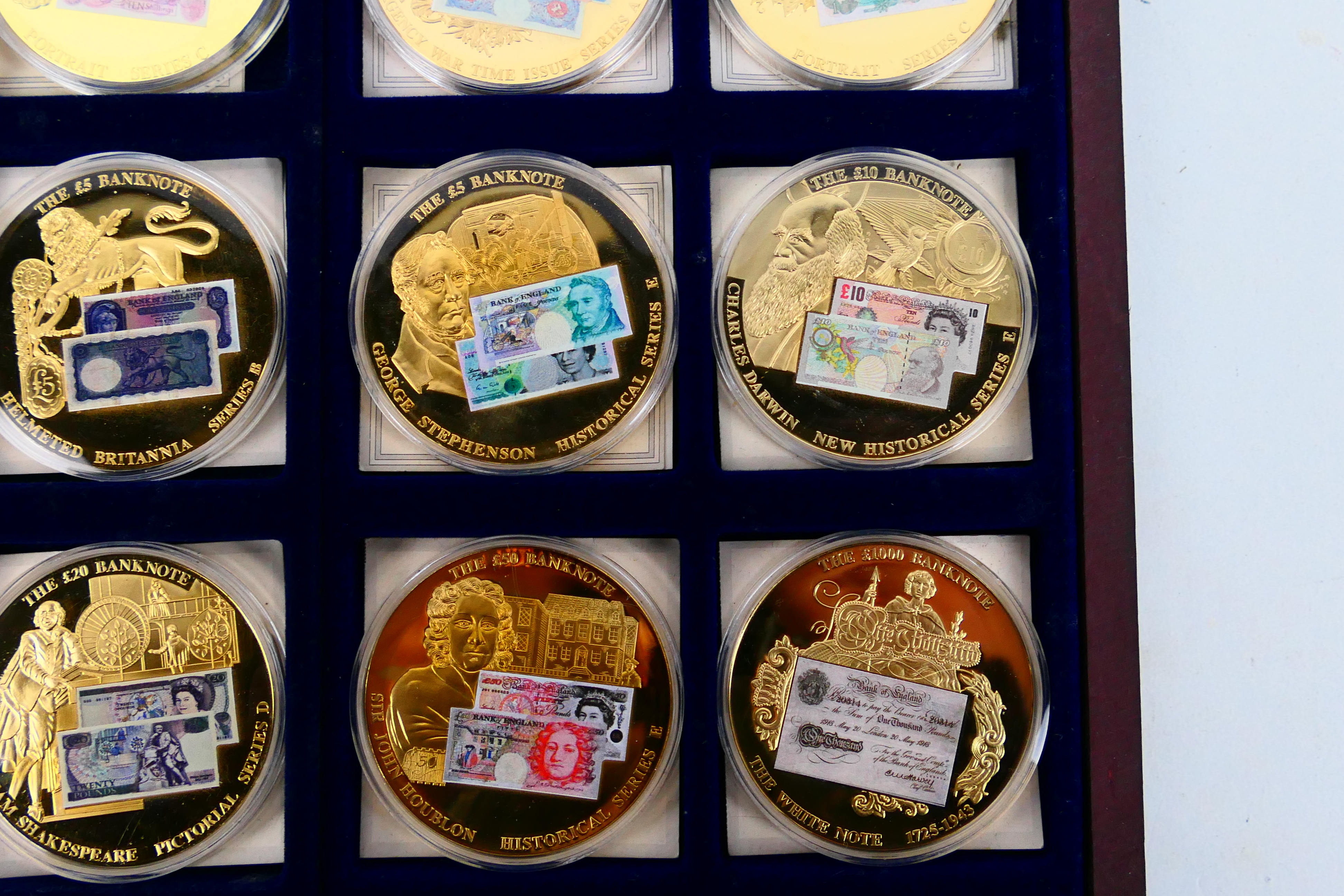 A set of British Banknote Collection commemorative coins comprising twelve gold plated coins each - Image 6 of 8
