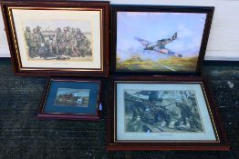Four framed prints, largest approximately 45 cm x 60 cm image size. [4].