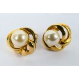 A pair of 9ct yellow gold pearl bead ear studs, 3.2 grams.