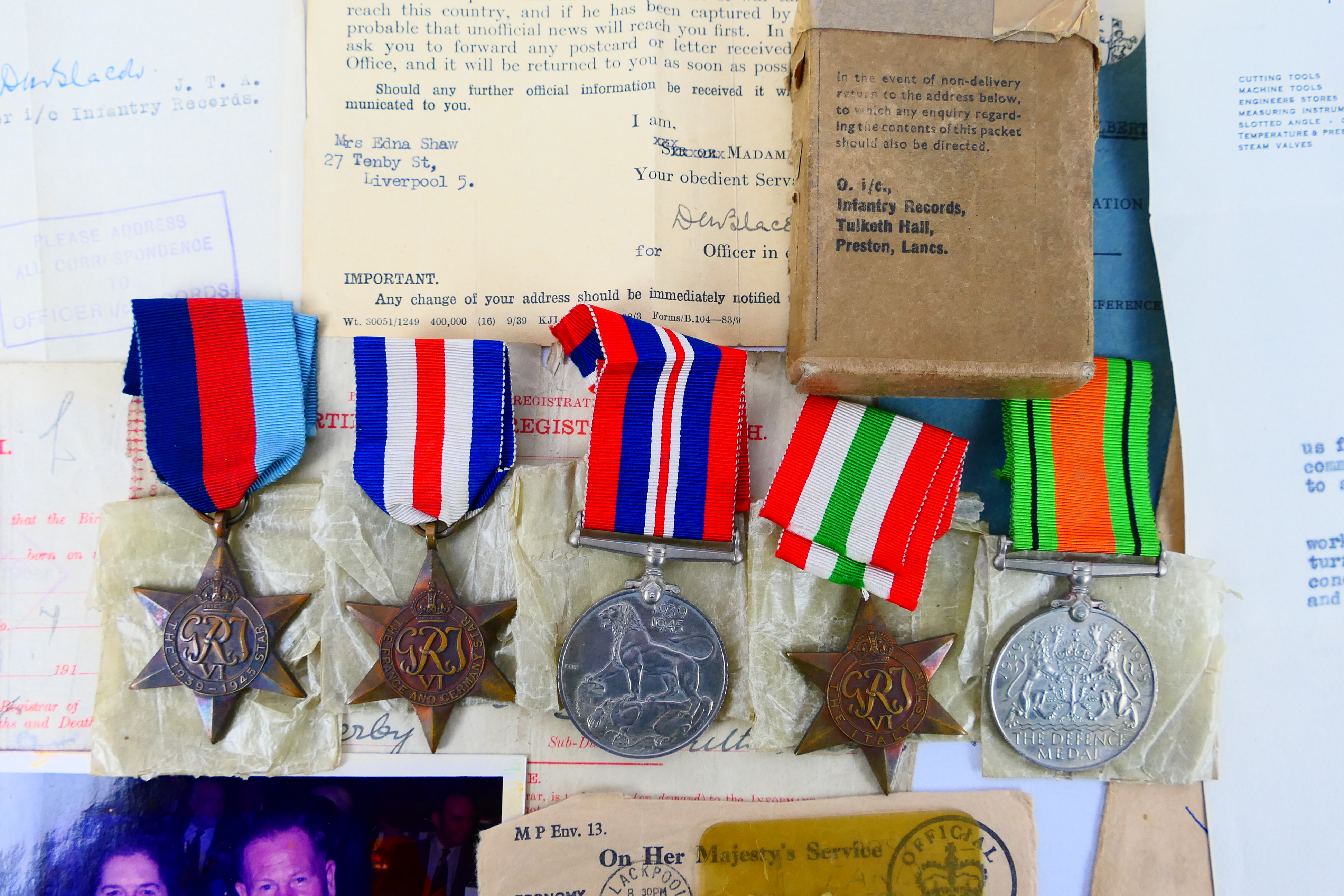 Five: A World War Two (WW2 / WWII) group of five medals comprising Defence Medal, - Image 2 of 21