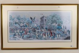 A limited edition Geldart print depicting characters from Alice's Adventures In Wonderland at