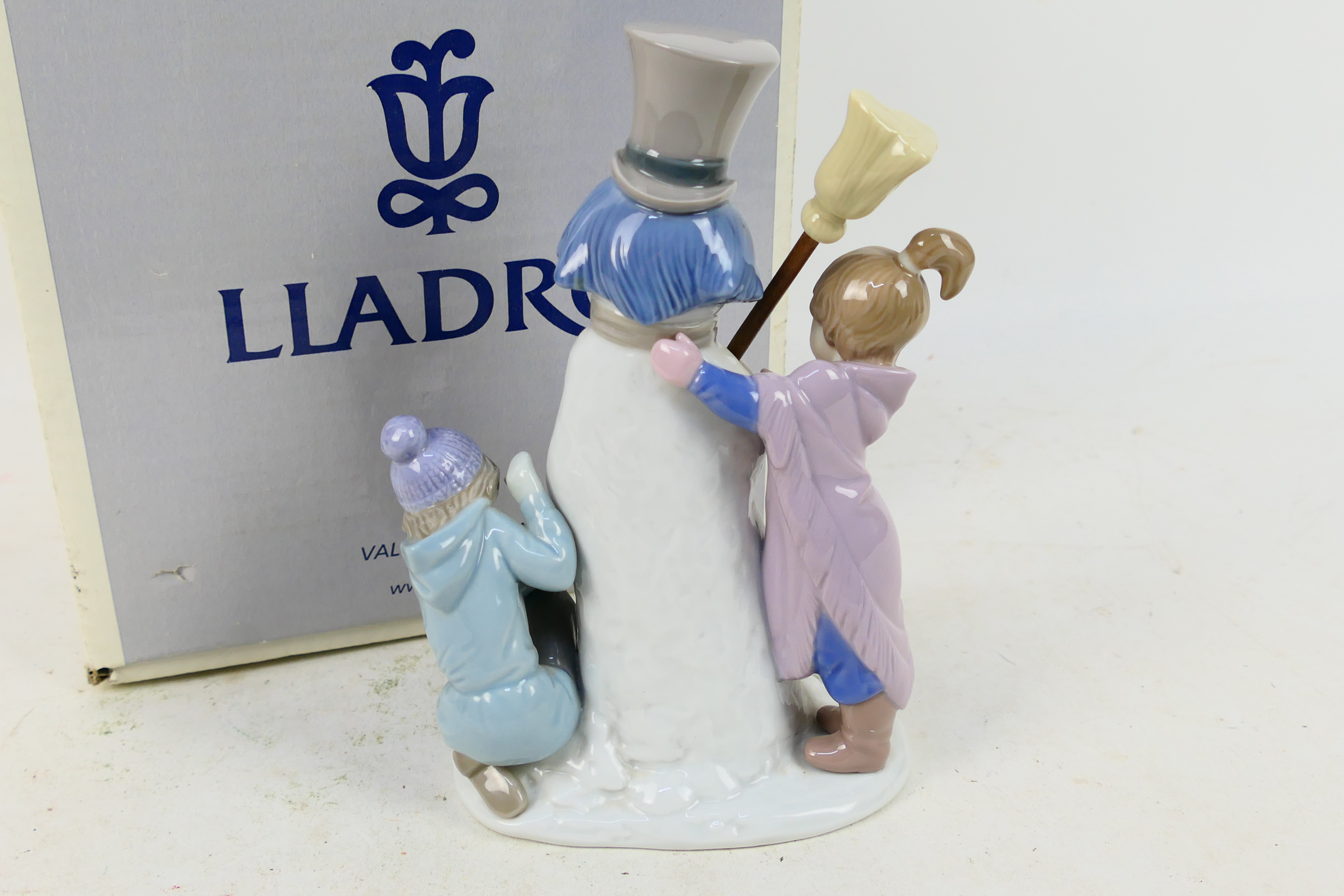 Lladro - A boxed figure group entitled The Snow Man, # 5713, depicting children building a snowman, - Image 5 of 7