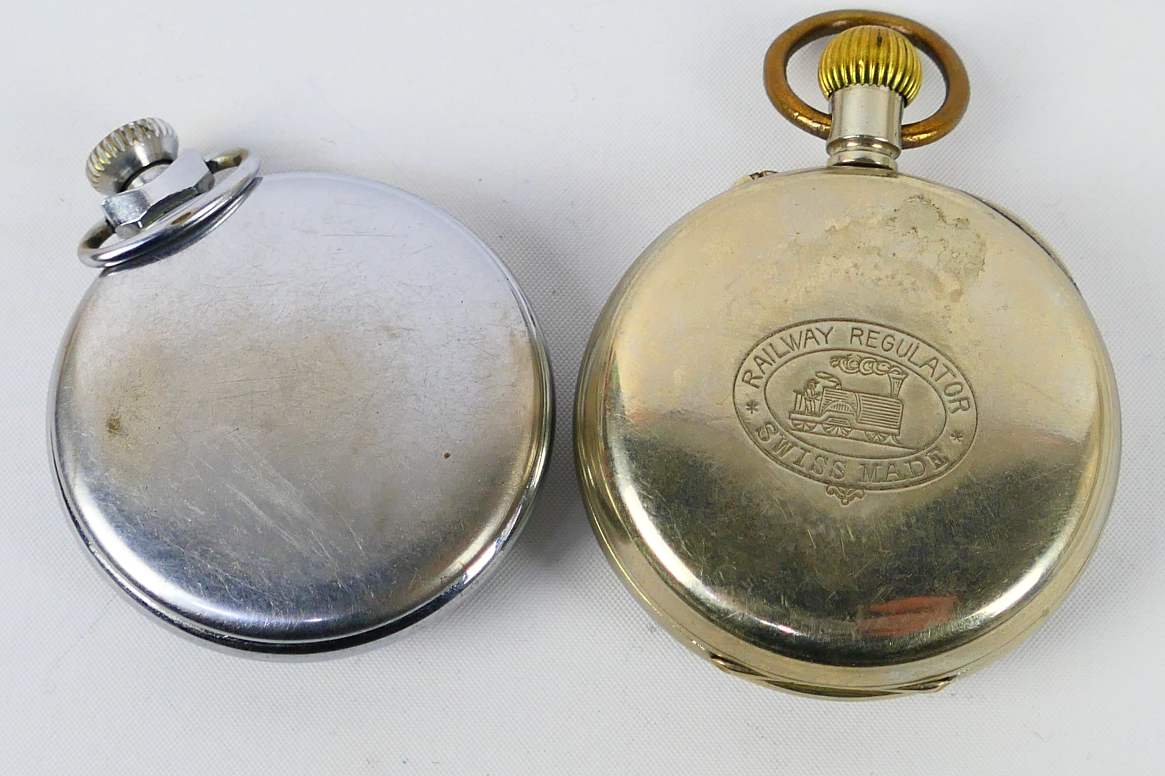 A white metal cased open face pocket watch with Roman numerals to a white enamel dial, - Image 4 of 7