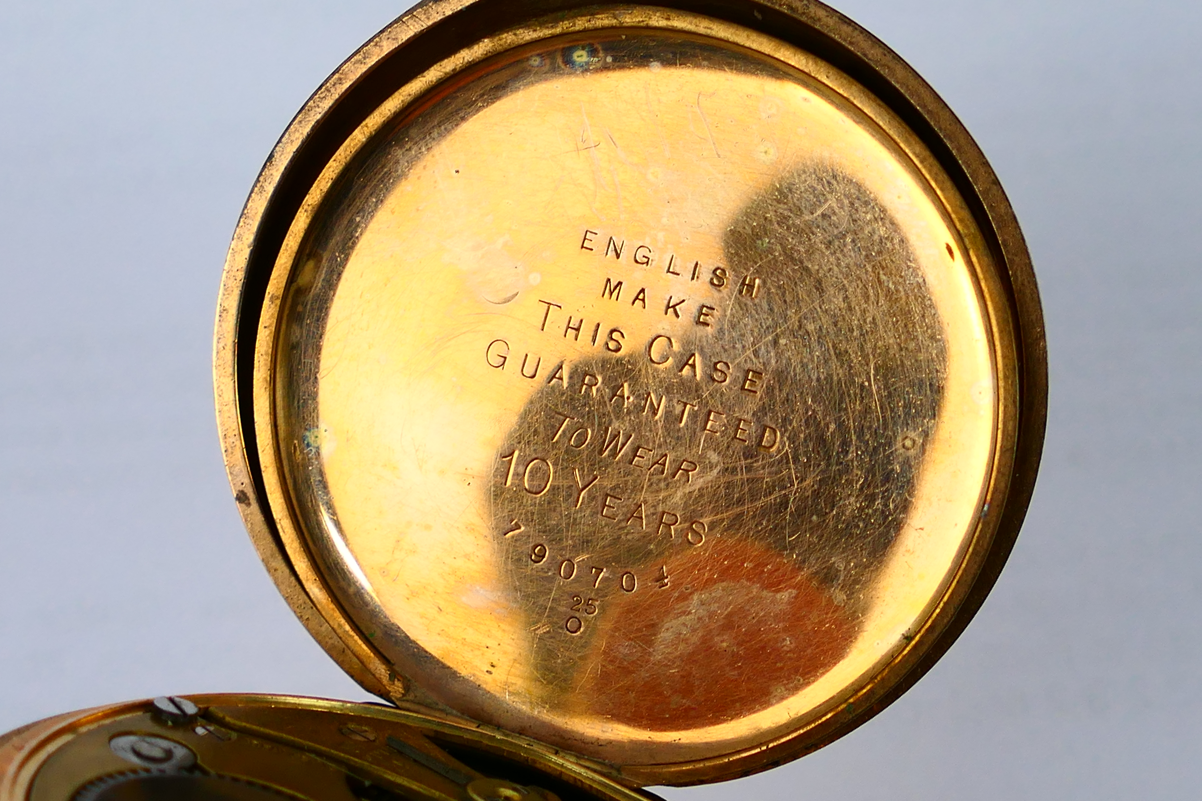 The Angus - A Swiss made 15 jewel, full hunter, gold plated pocket watch, - Image 6 of 7