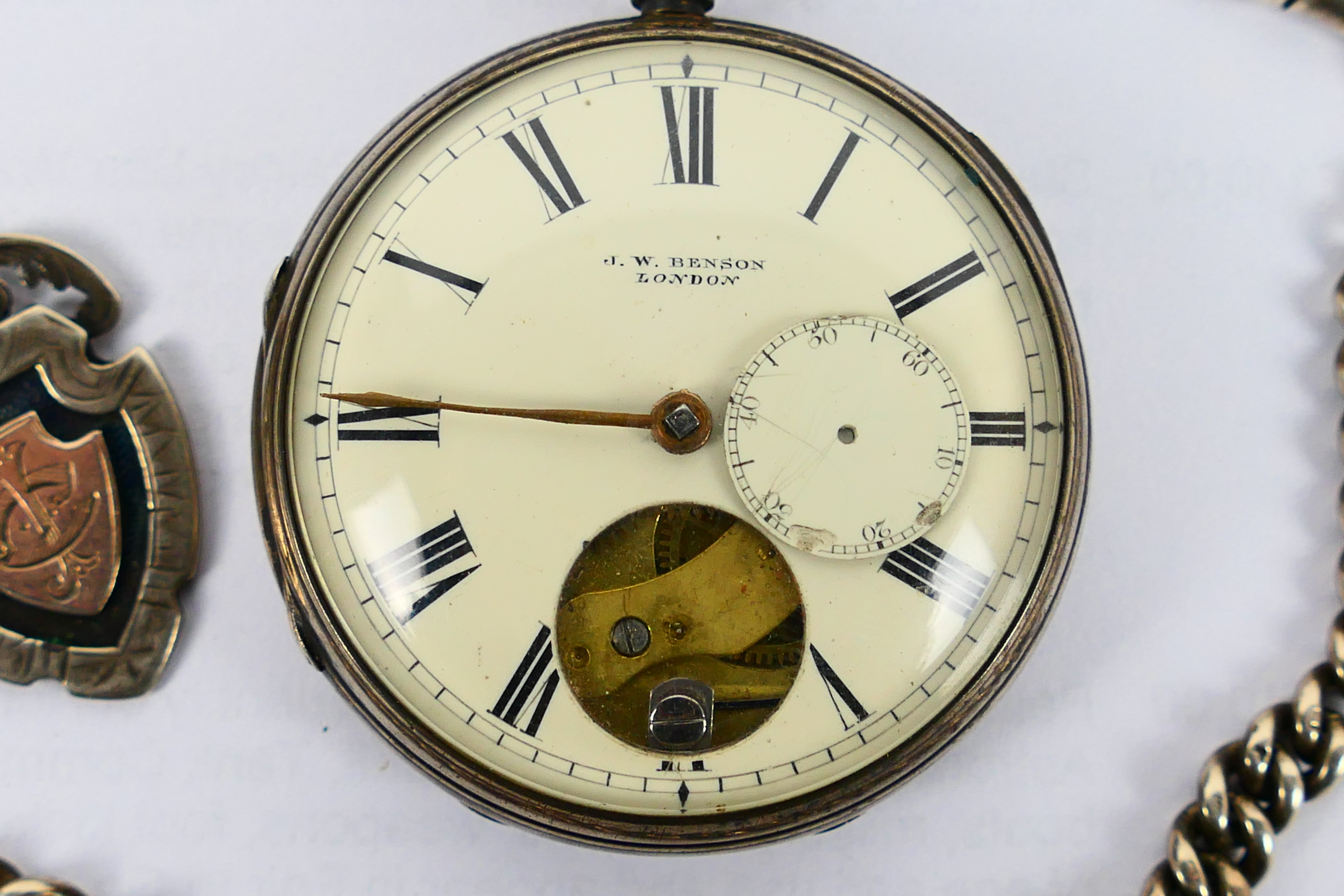 A Victorian silver cased, open face pocket watch by J W Benson, - Image 2 of 12