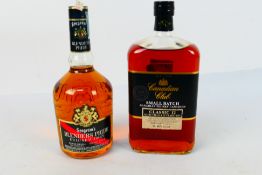 Two bottles to include a 1l bottle of Canadian Club 12 Year old Small Batch whisky,